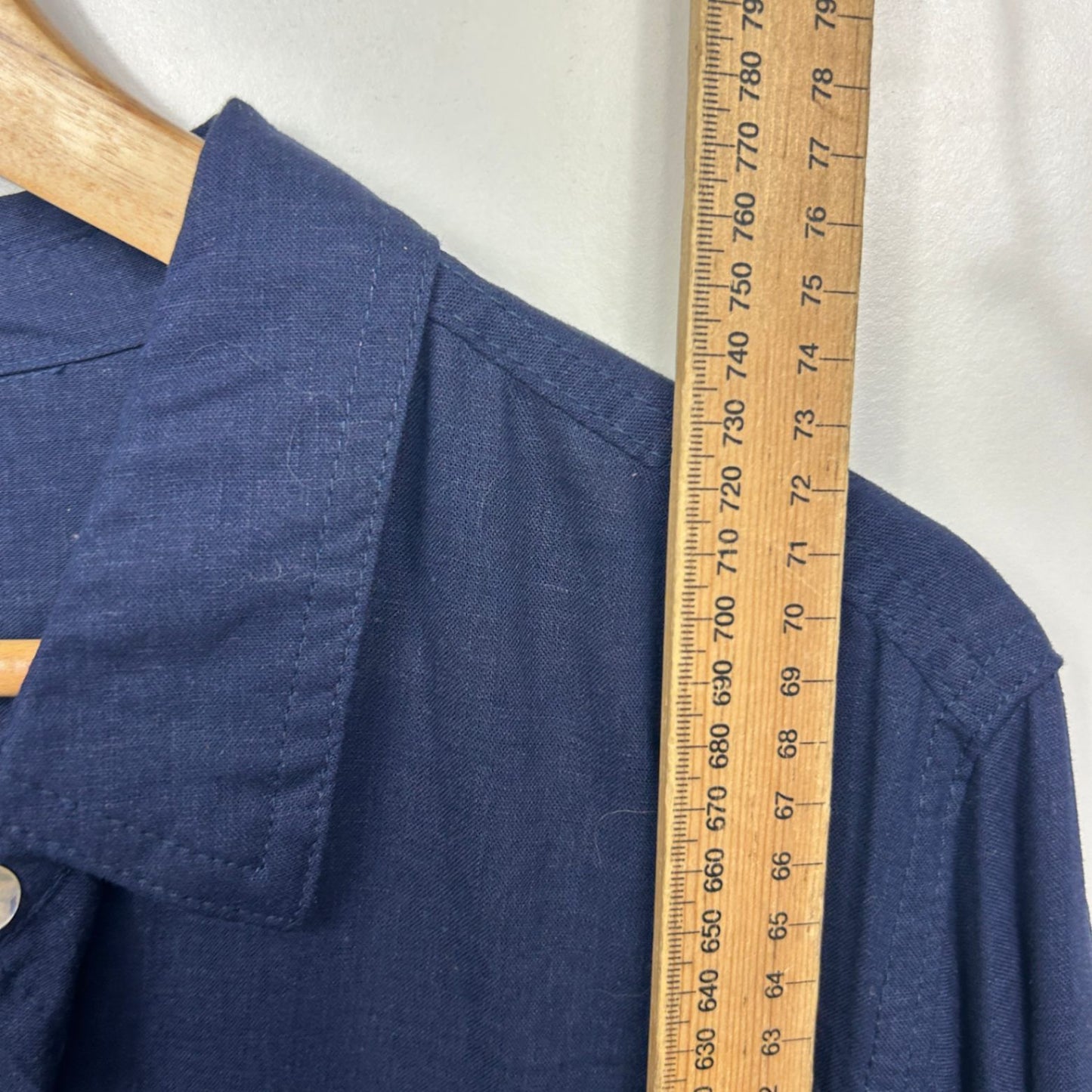 New Katies Navy Linen Long Sleeve Collared Blouse Top Shirt Size 20