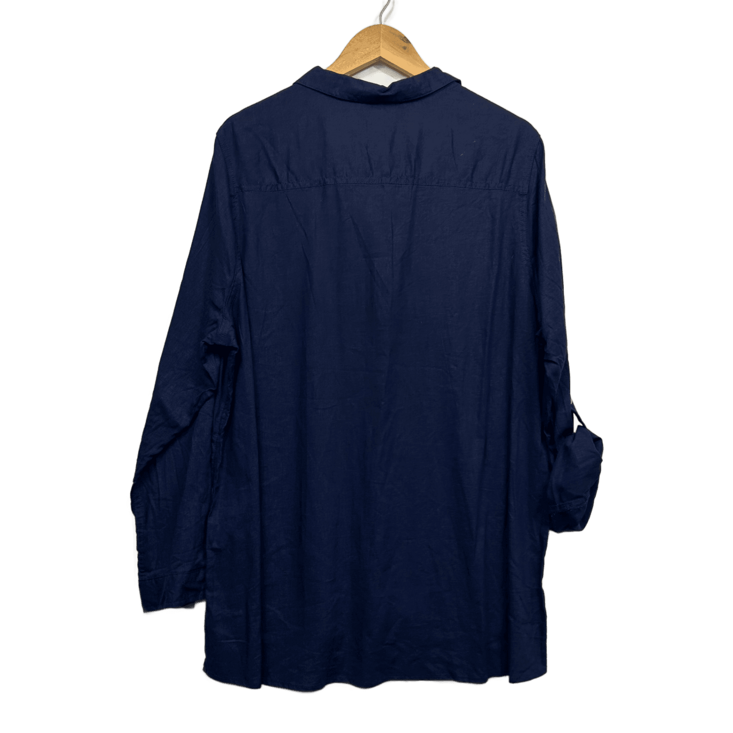 New Katies Navy Linen Long Sleeve Collared Blouse Top Shirt Size 20