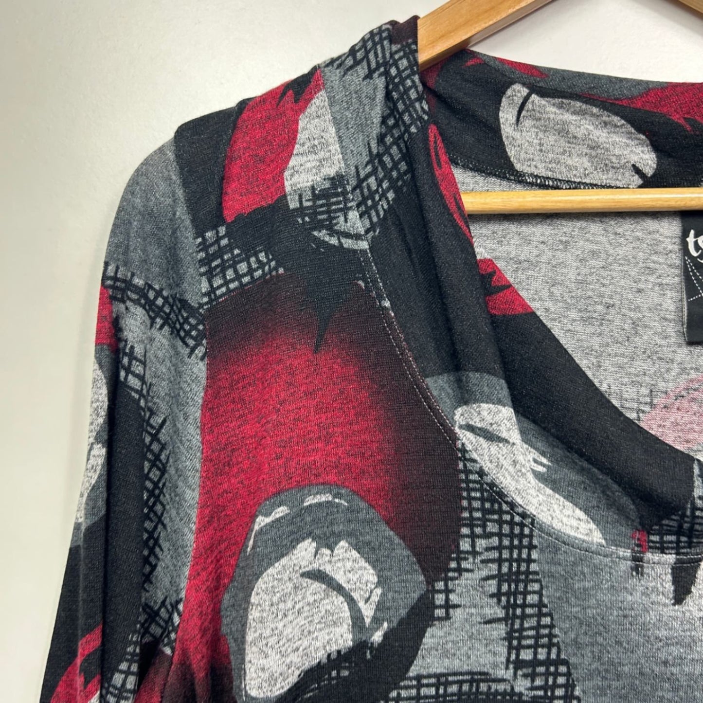 Taking Shape Tunic Top Size 16 Plus Long Sleeve Cowl Neck Multicoloured