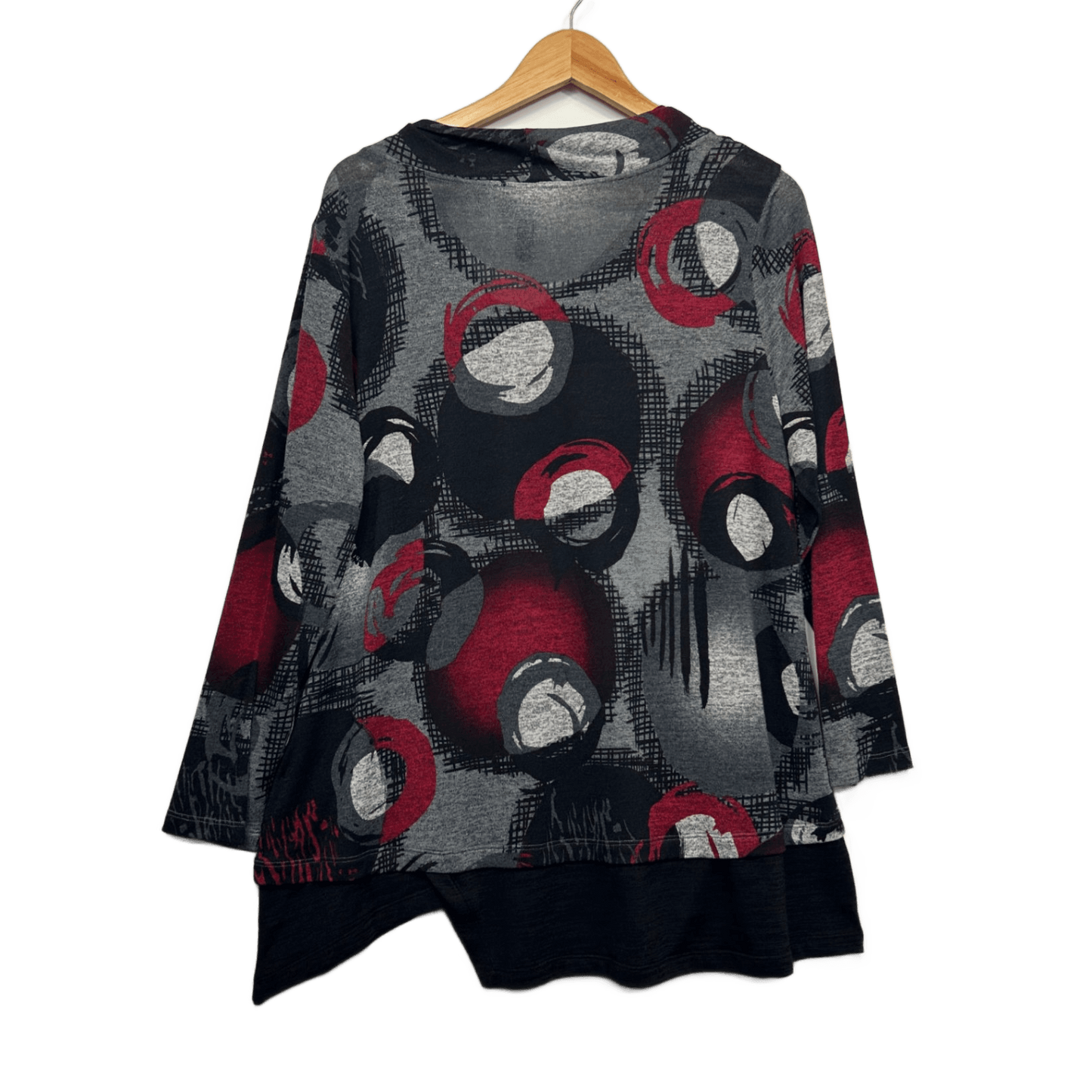 Taking Shape Tunic Top Size 16 Plus Long Sleeve Cowl Neck Multicoloured