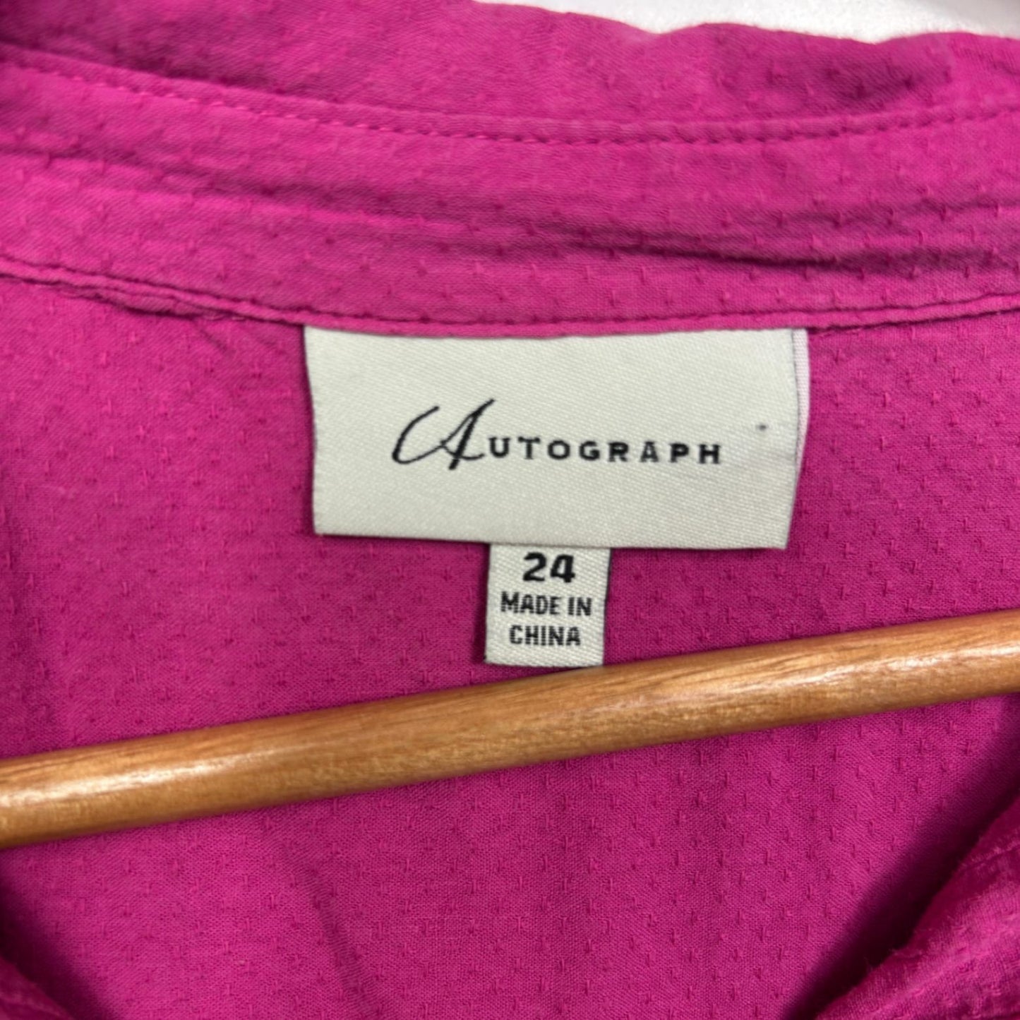 Autograph Pink Cotton Short Sleeve Button Up Top Blouse Size 24
