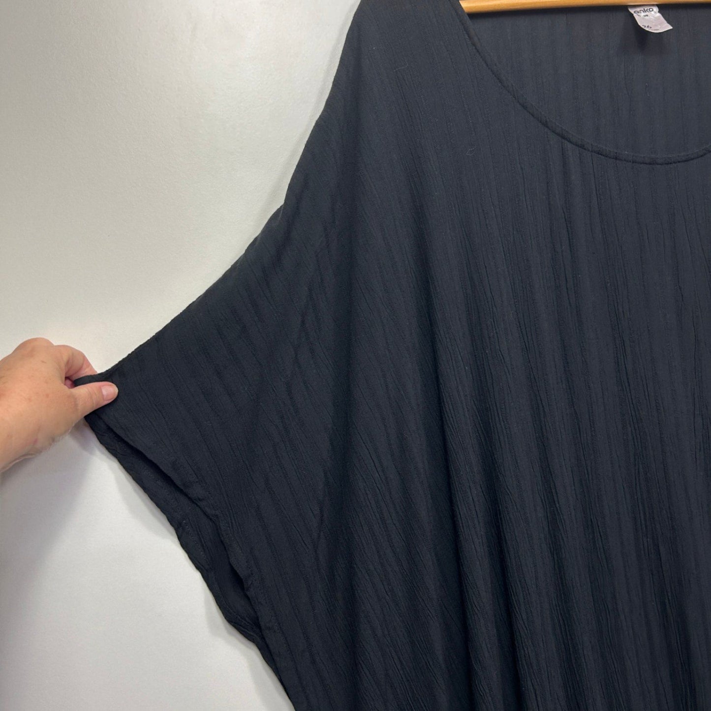 Anko Black Viscose Short Sleeve Maxi Kaftan Dress Size 26 Plus