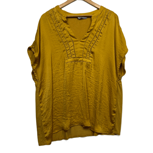 Katies Mustard Short Sleeve Top Blouse Size 18 16 2XL