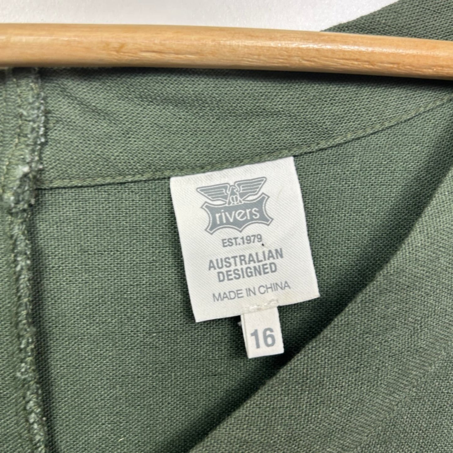 Rivers Linen Blend Green Short Sleeve Shift Dress Size 16