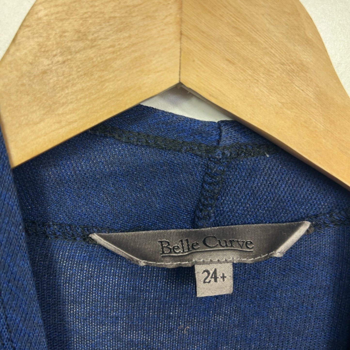 Belle Curve Blue Viscose Open Waterfall Knit Cardigan Top Size 24