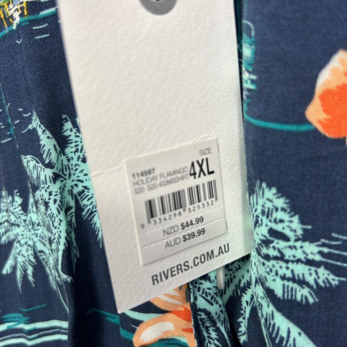 New Rivers Hawaiian Shirt 4XL Navy Blue Viscose Tropical Holiday