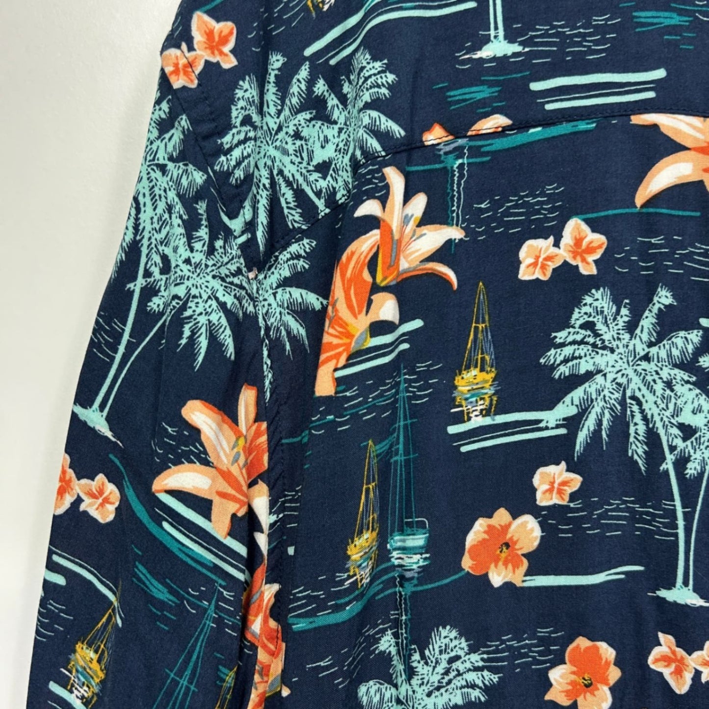 New Rivers Hawaiian Shirt 4XL Navy Blue Viscose Tropical Holiday
