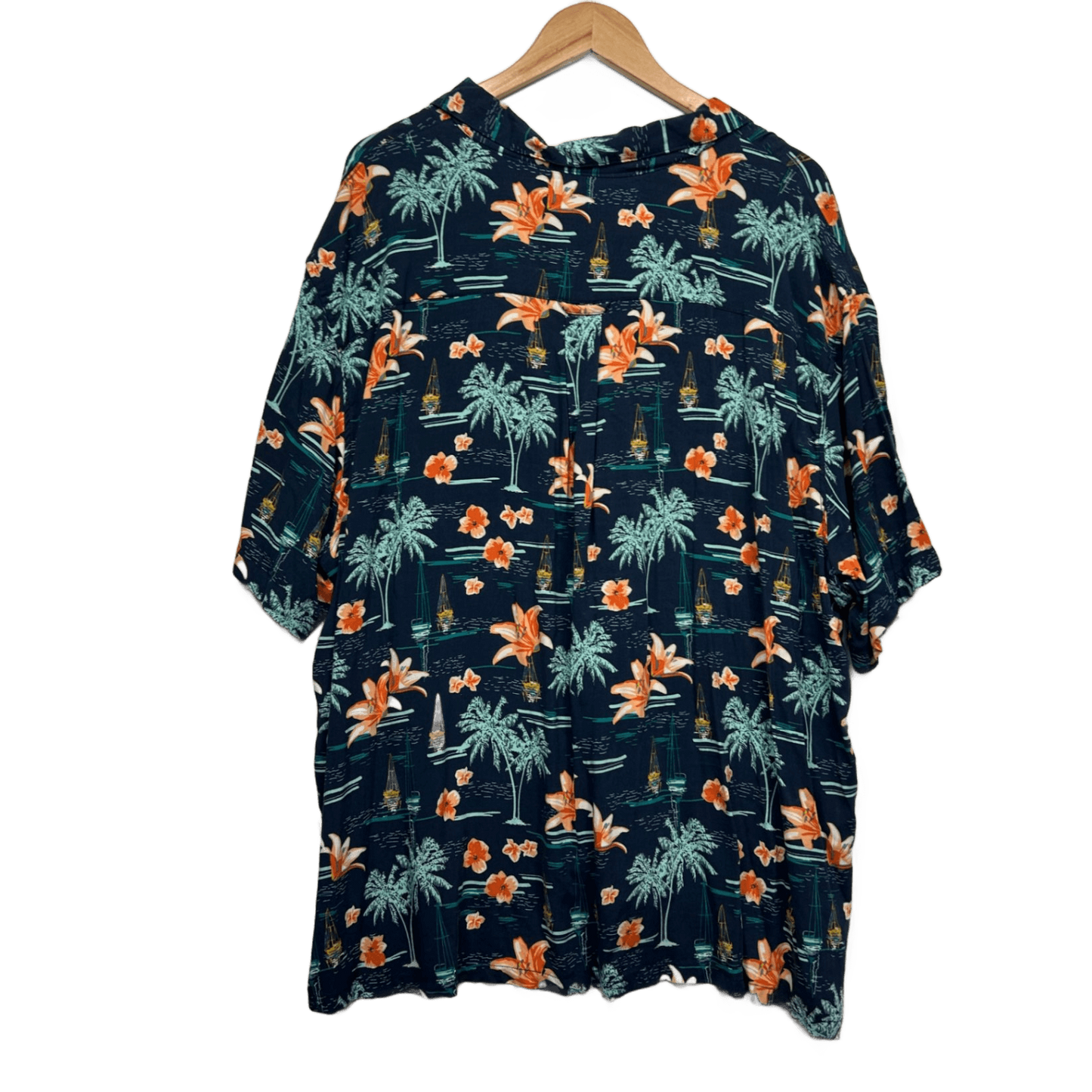 New Rivers Hawaiian Shirt 4XL Navy Blue Viscose Tropical Holiday
