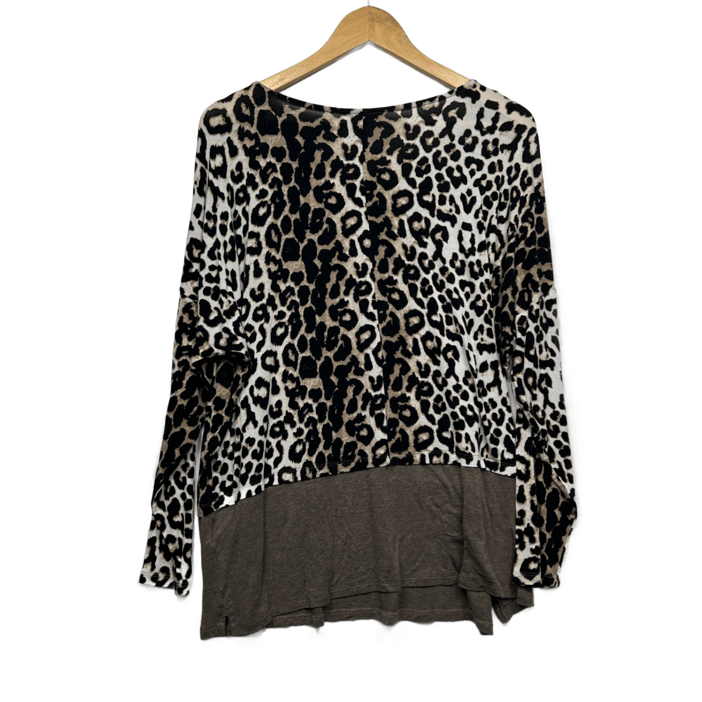 Suzanne Grae Brown Animal Print Top Size 14 Large Viscose Blend