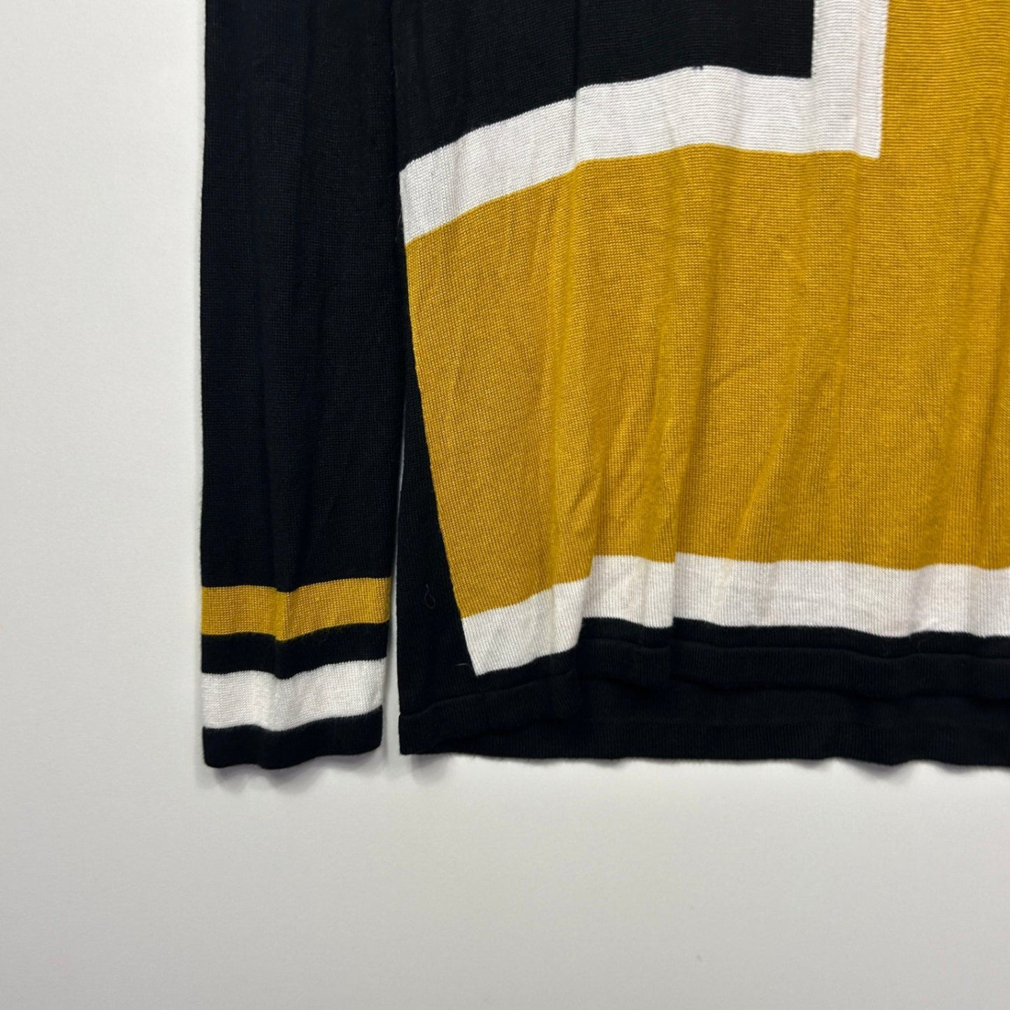 Millers Jumper Knit Top Long Sleeve Colourblock Black Mustard Viscose Size 14 Large