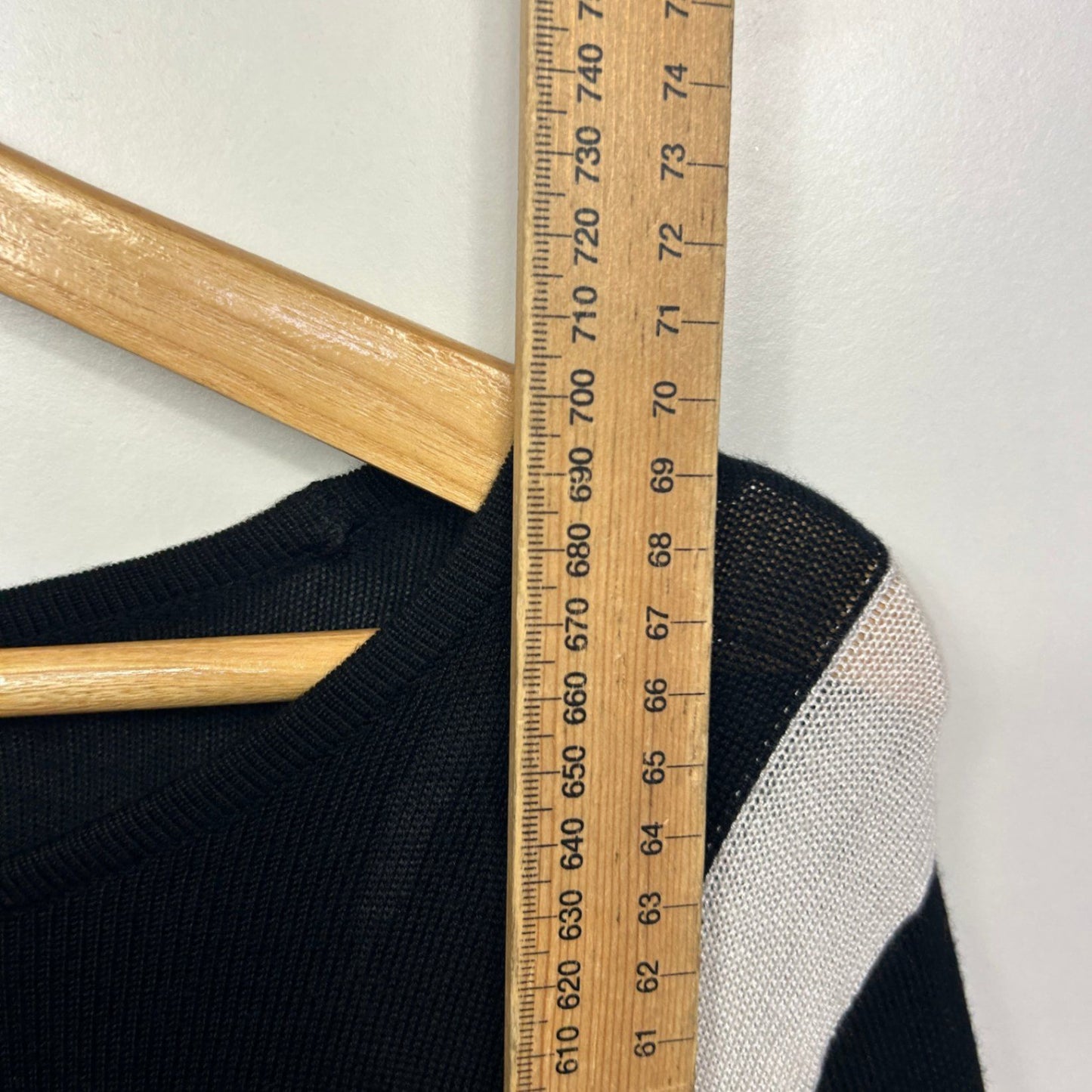 Millers Jumper Knit Top Long Sleeve Colourblock Black Mustard Viscose Size 14 Large