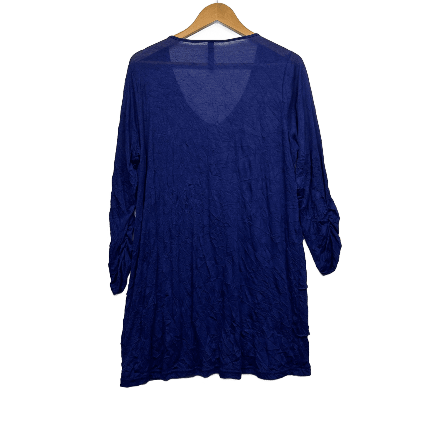 Taking Shape Tunic Top Size 14 Plus XS Purple Blue Pockets Ruched Sleeve