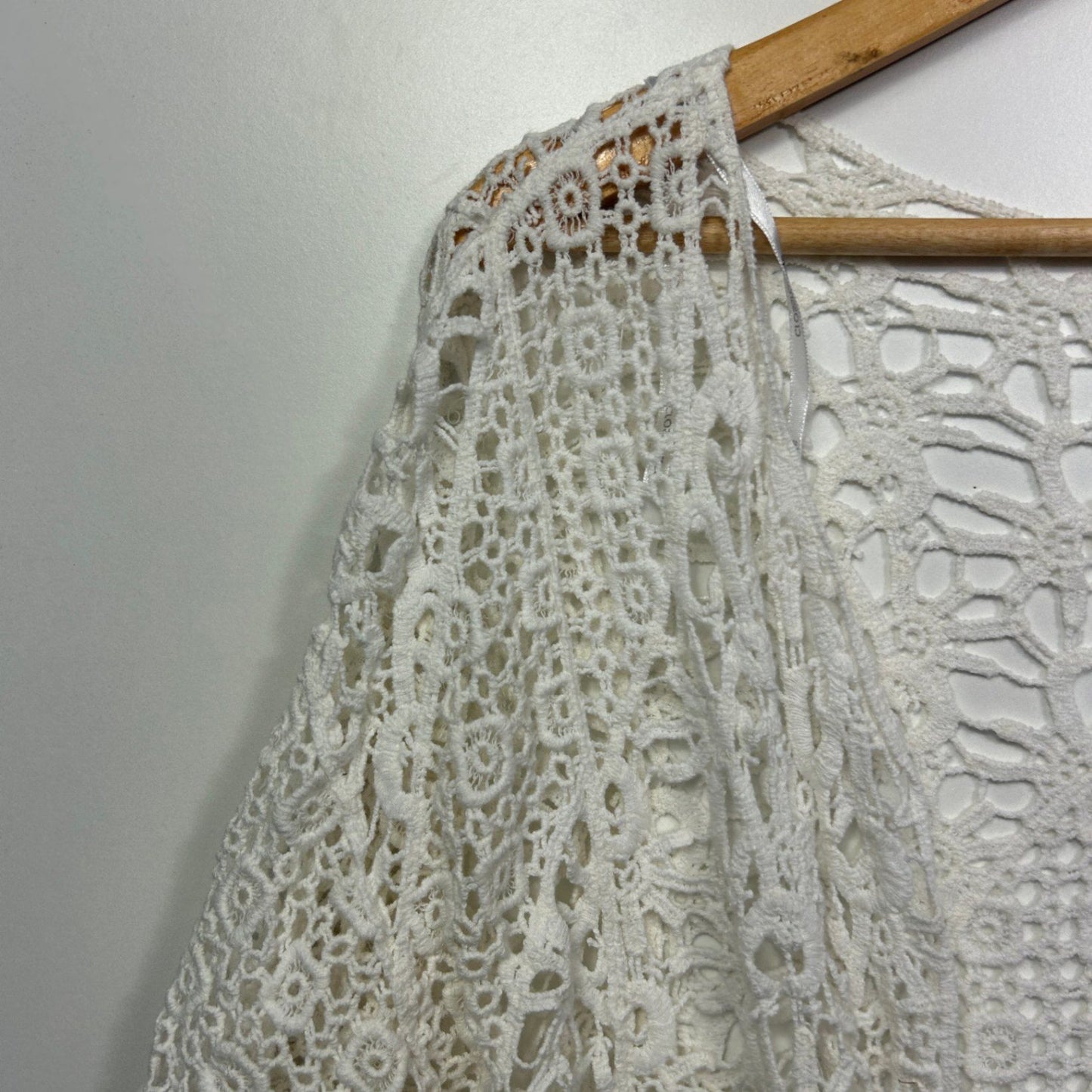 New Crossroads Knit Cover Up Crochet Top Size 20/22 White Boho