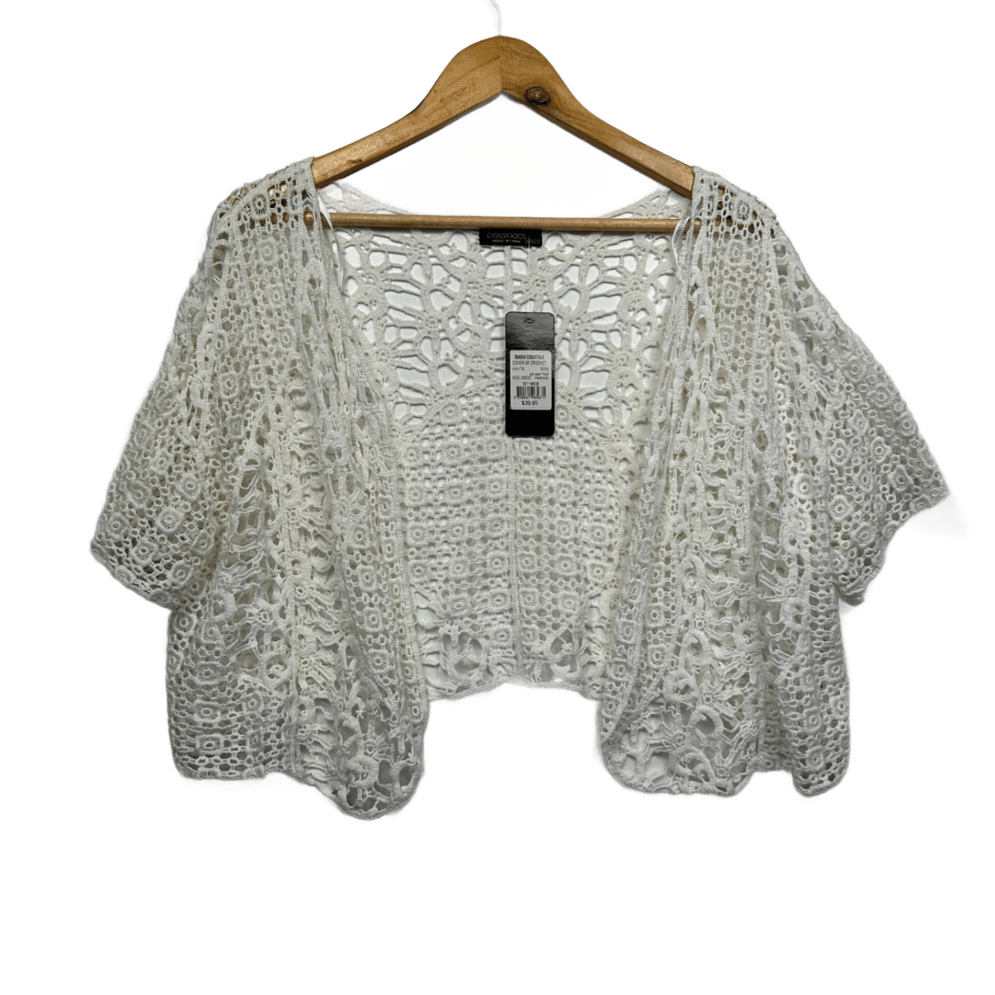 New Crossroads Knit Cover Up Crochet Top Size 20/22 White Boho