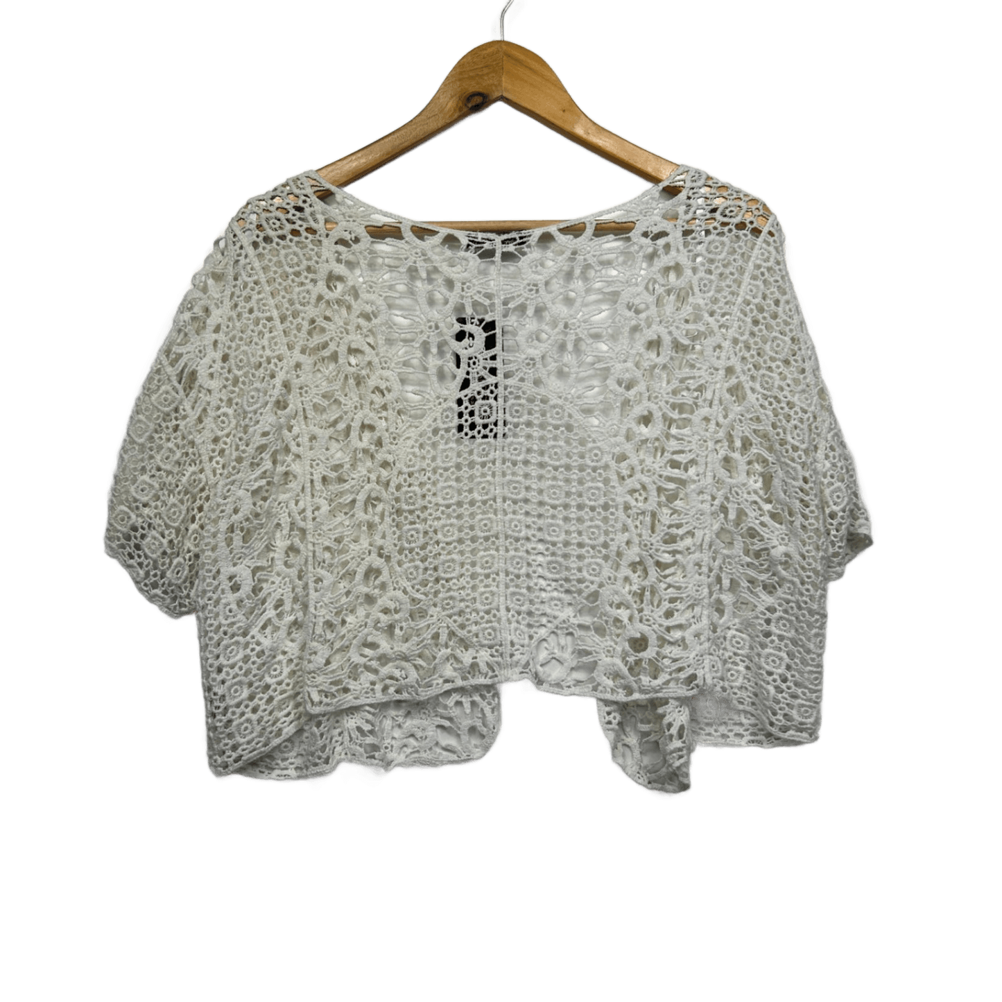 New Crossroads Knit Cover Up Crochet Top Size 20/22 White Boho