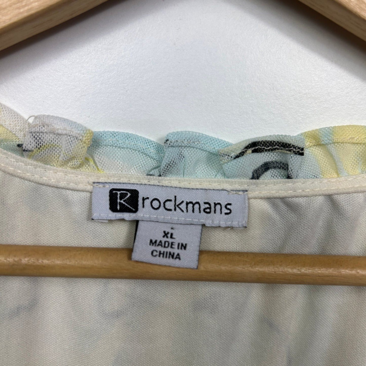 Rockmans Top Size XL 16 Floral Sheer Long Sleeve Lined Multicoloured
