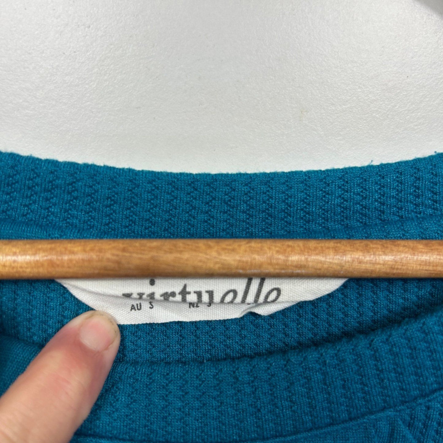 Virtuelle Teal Cotton Blend Crew Neck Jumper Size 16 Plus Long Sleeve
