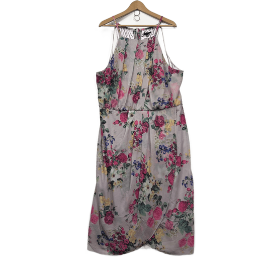 City Chic Multicoloured Sleeveless Floral Cocktail Dress Size 20 Midi Length