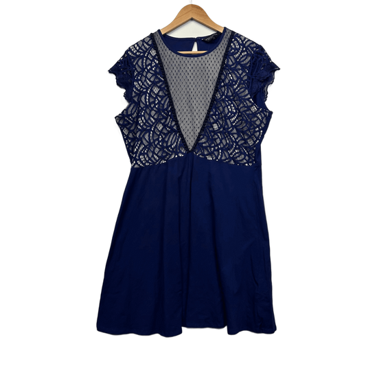 New Dorothy Perkins Lace Overlay Short Sleeve Fit & Flare Cocktail Dress Size 20