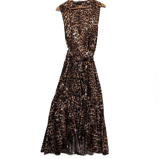 City Chic Wrap Dress Size 20 Large Plus Sleeveless Brown Animal Print