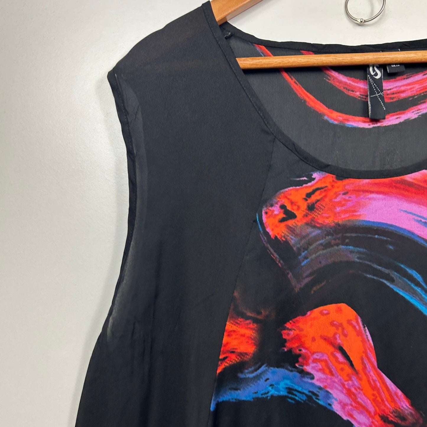 Taking Shape Top Layer Dress Size 20 Sheer Sleeveless Multicoloured