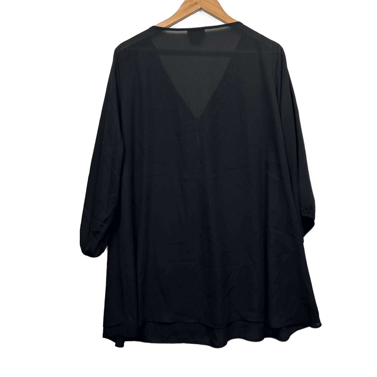 City Chic Top Black Long Sleeve V-Neck Tunic Blouse Size 22 Plus XL