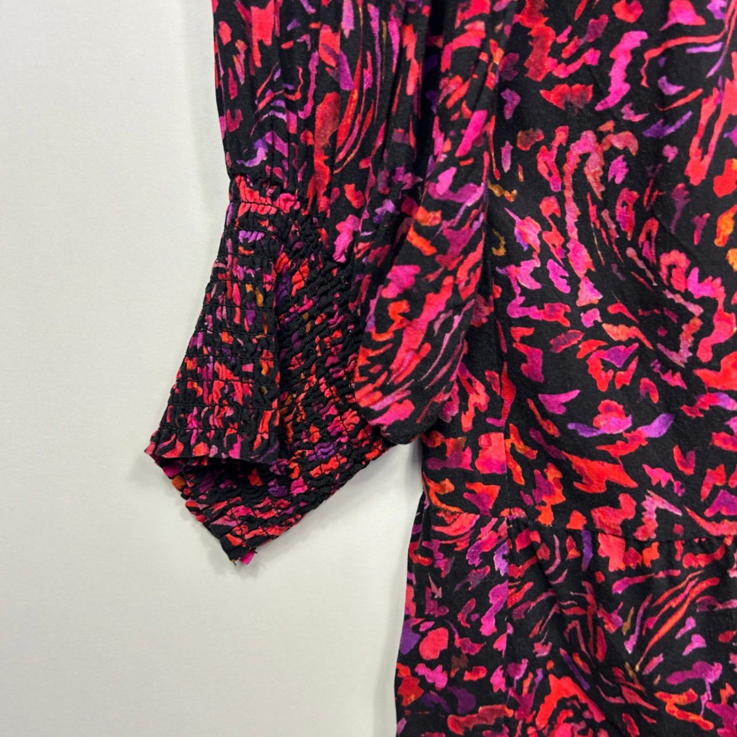 Virtuelle Top Size 16 Long Sleeve Floral Ruched Neckline Viscose *Fault