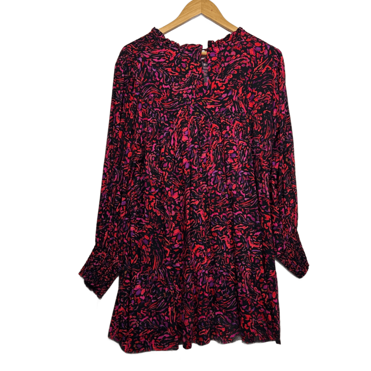 Virtuelle Top Size 16 Long Sleeve Floral Ruched Neckline Viscose *Fault