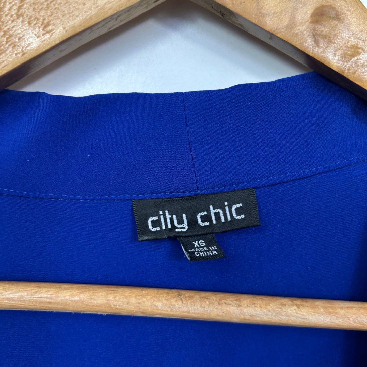 City Chic Blue Blazer Jacket Top Size 14 Plus XS