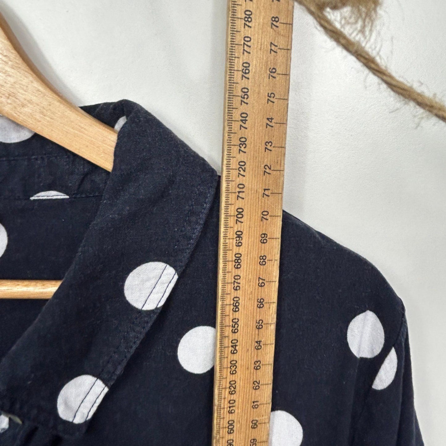 Millers Linen Blend Button-Up Shirt Size 20 Blue Polka Dots Roll Tab Sleeve