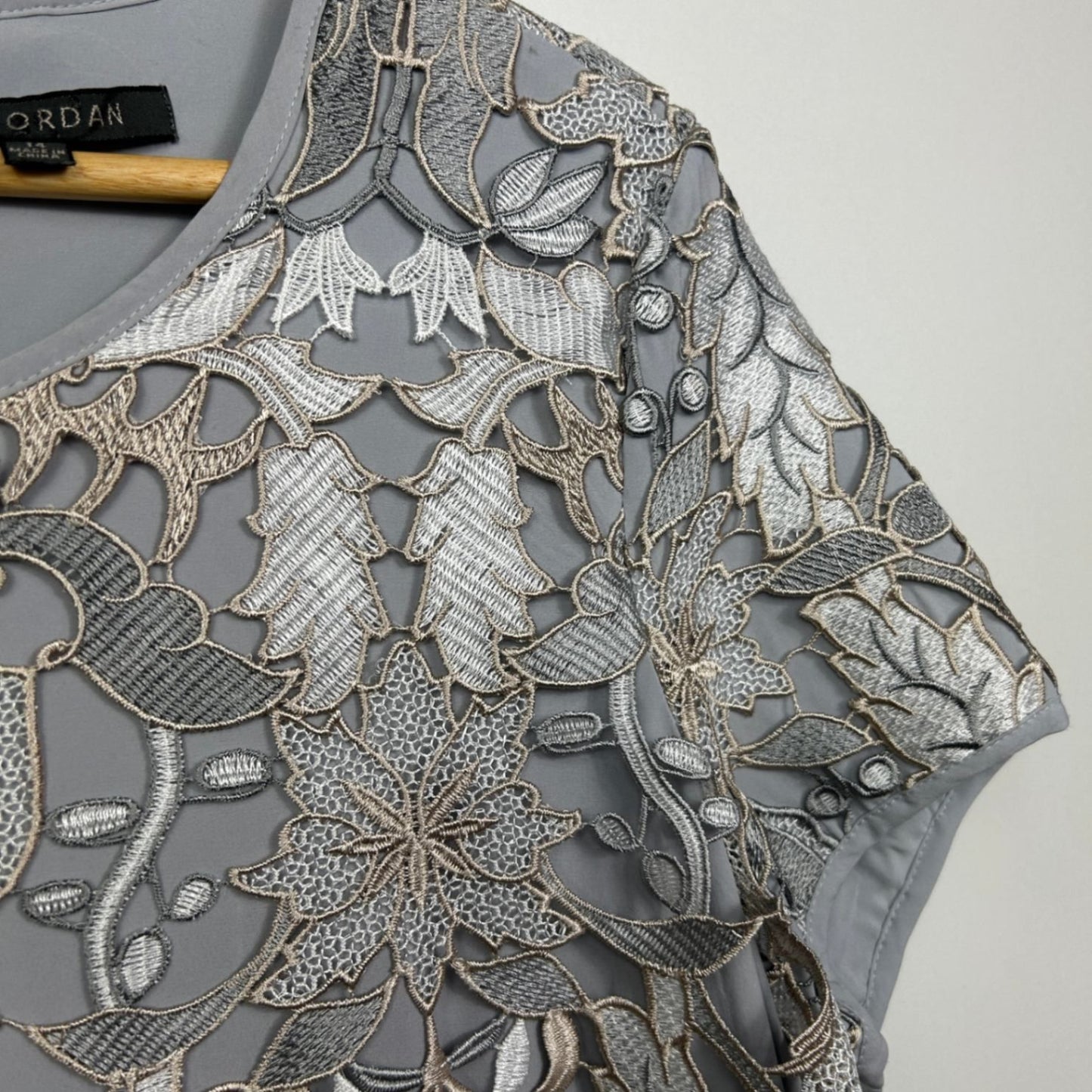 Liz Jordan Cocktail Dress Size 14 Embroidered Lace Overlay Mother of the Bride