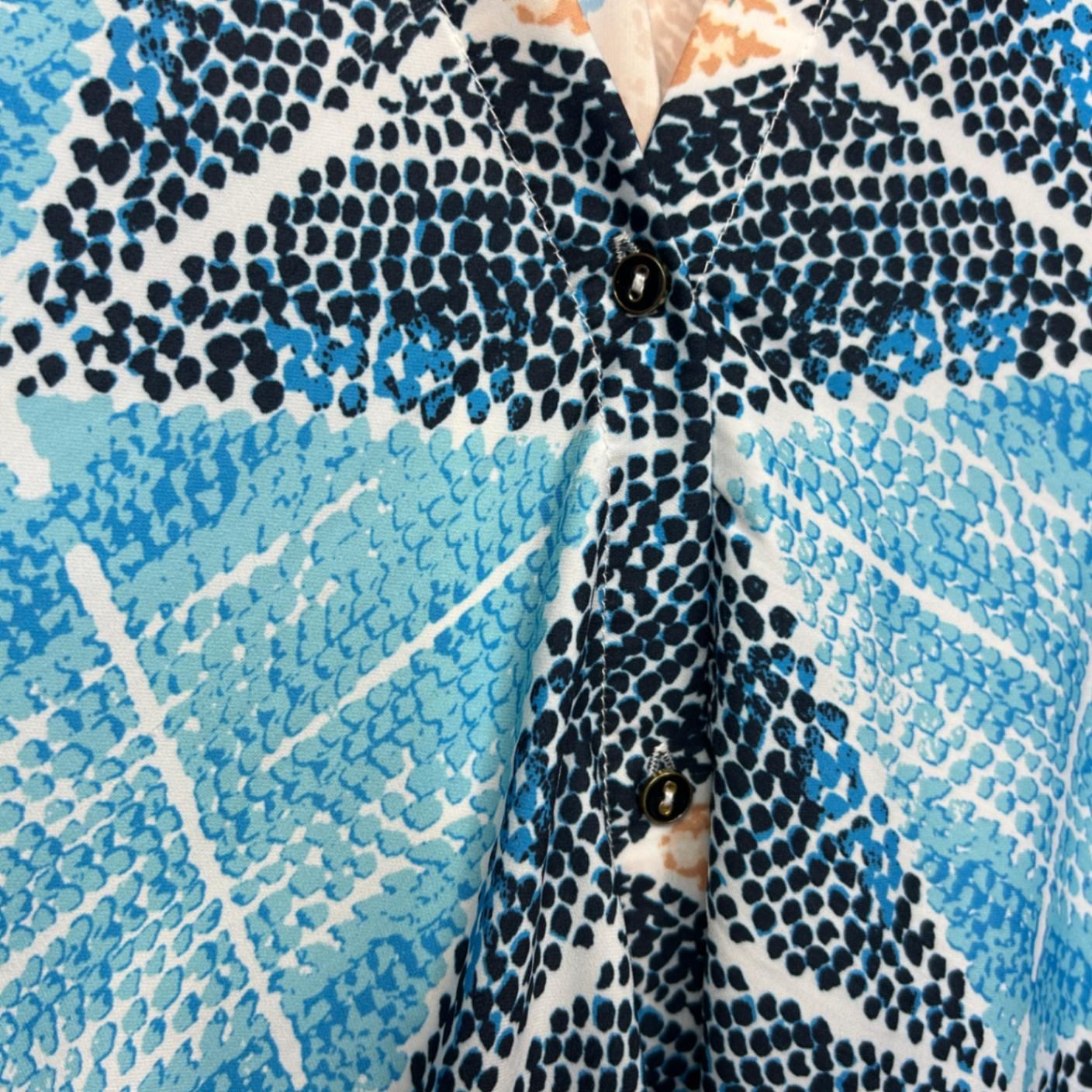 Wayne Cooper Blue Short Sleeve Long Kaftan Dress One Size