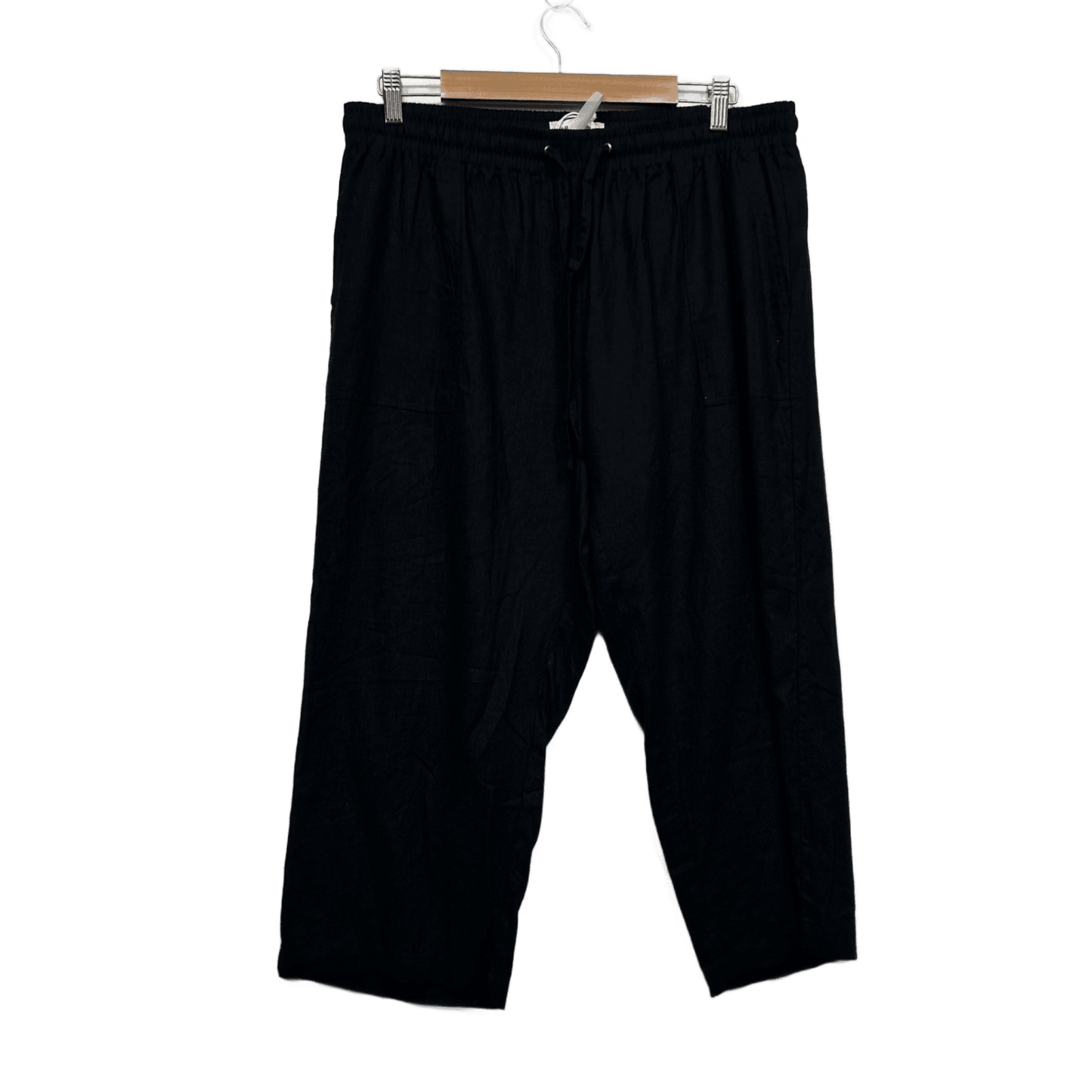 New Suzanne Grae Relaxed Fit Linen Blend Black Pants Size 14 Pockets