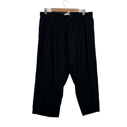 New Suzanne Grae Relaxed Fit Linen Blend Black Pants Size 14 Pockets