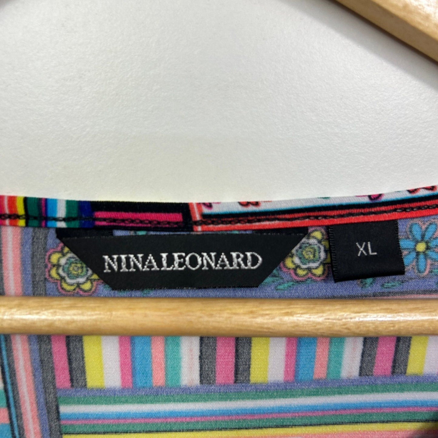 Nina Leonard Tunic Top Size 16 18 XL Multicoloured Batwing Sleeve