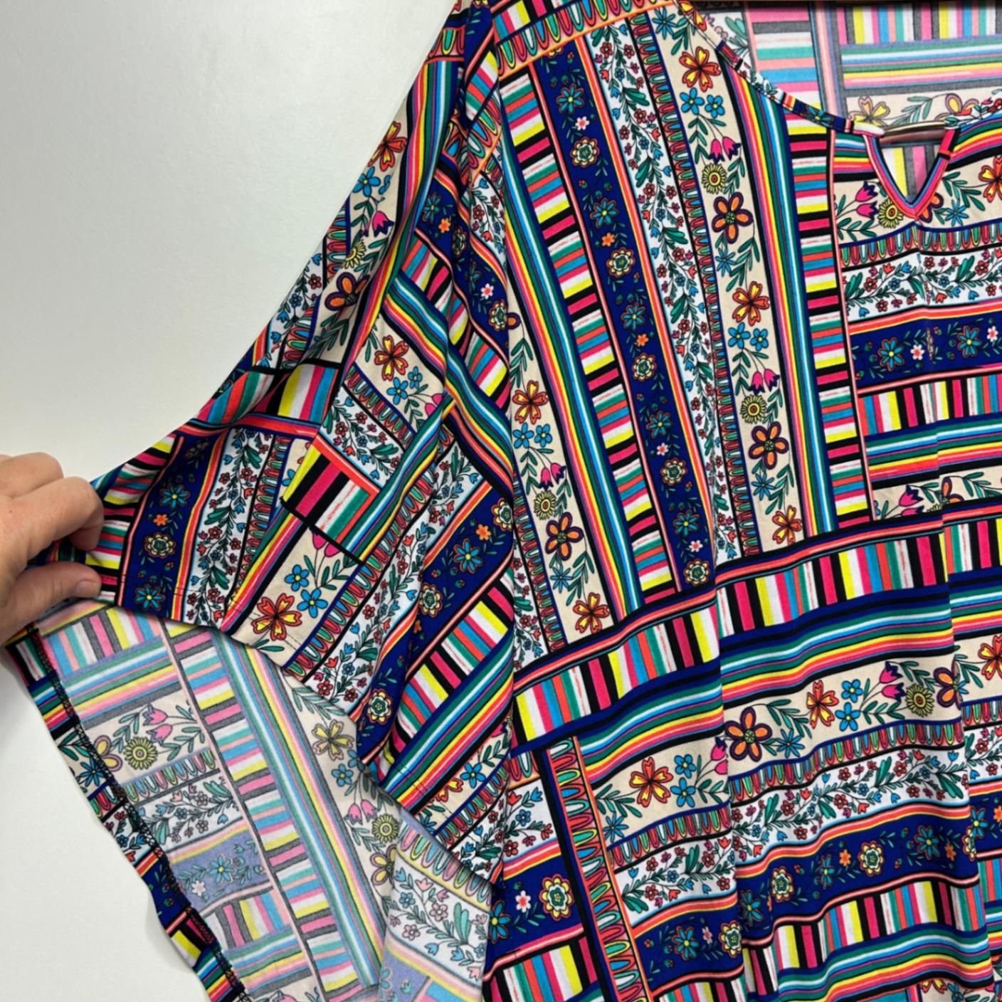 Nina Leonard Tunic Top Size 16 18 XL Multicoloured Batwing Sleeve