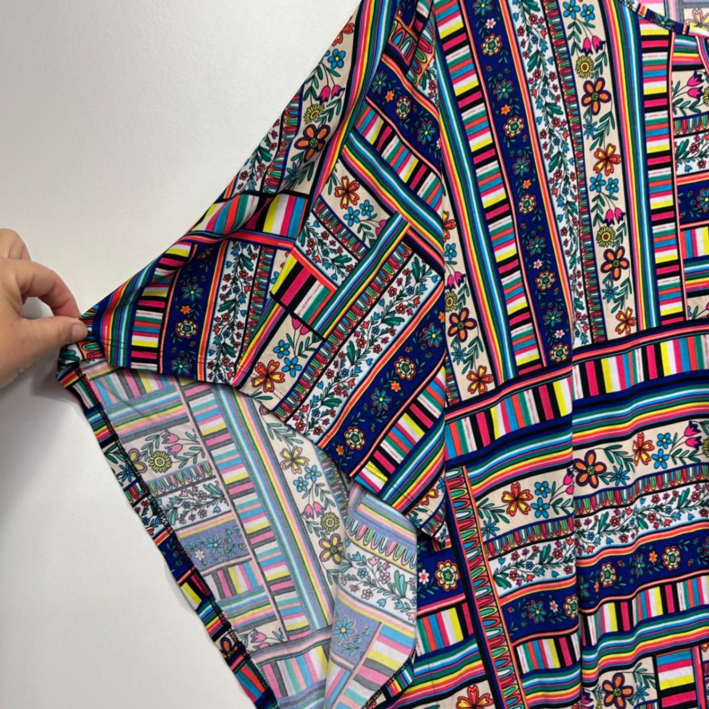 Nina Leonard Tunic Top Size 16 18 XL Multicoloured Batwing Sleeve