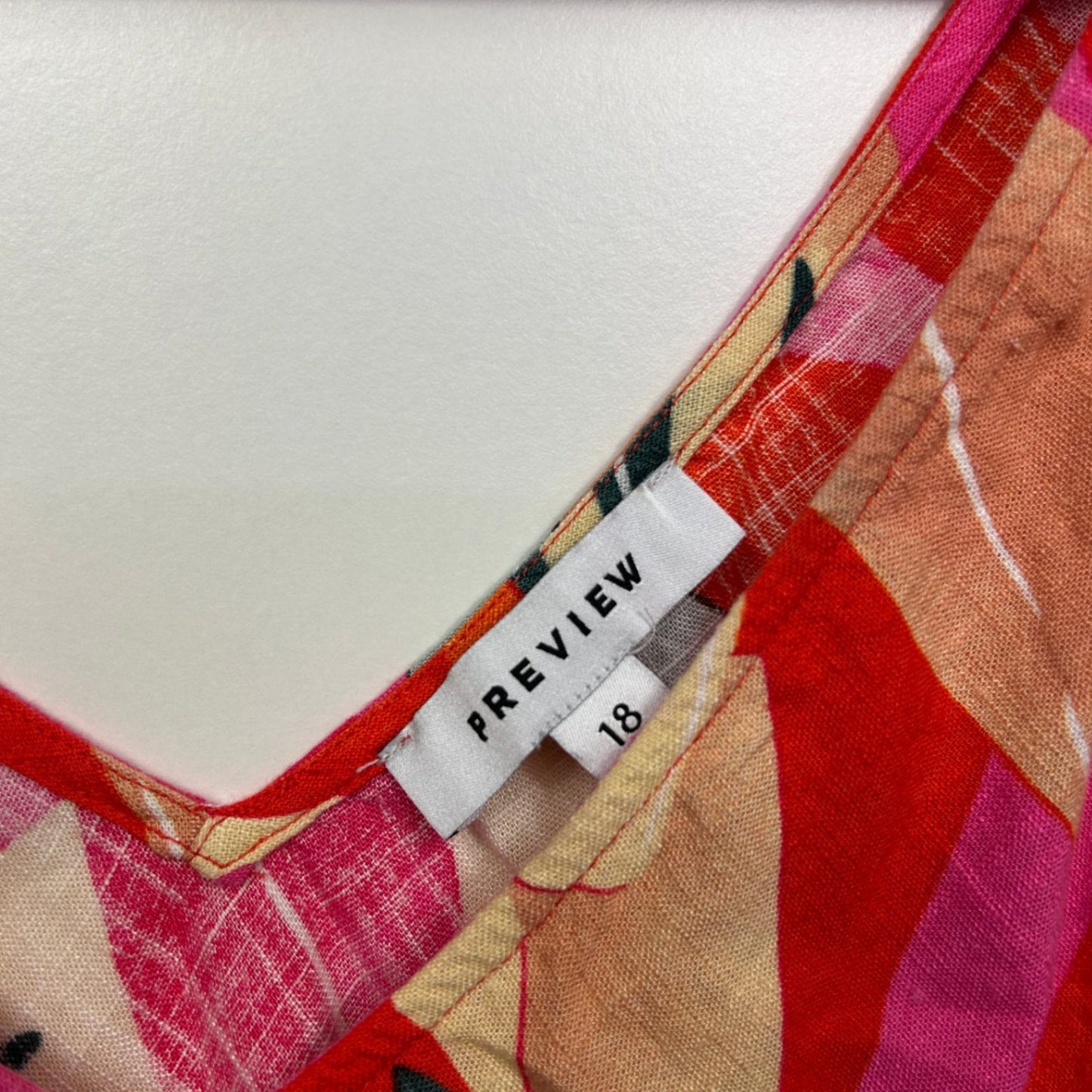 Preview Multicoloured Linen Blend Sleeveless V Neck Floral Top Size 18