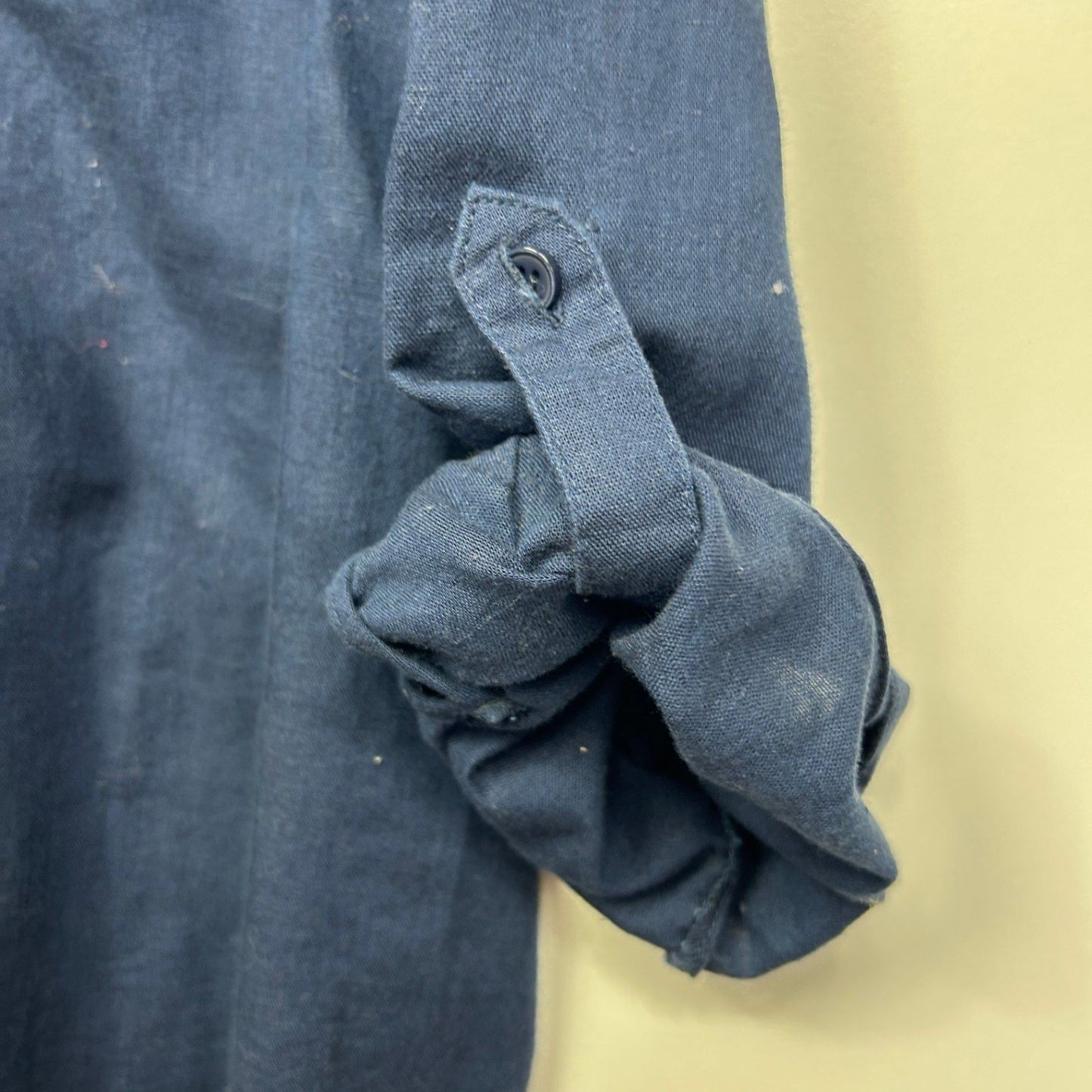 Target Navy Blue Linen Long Sleeve Collared Button-Up Top Shirt Size 20