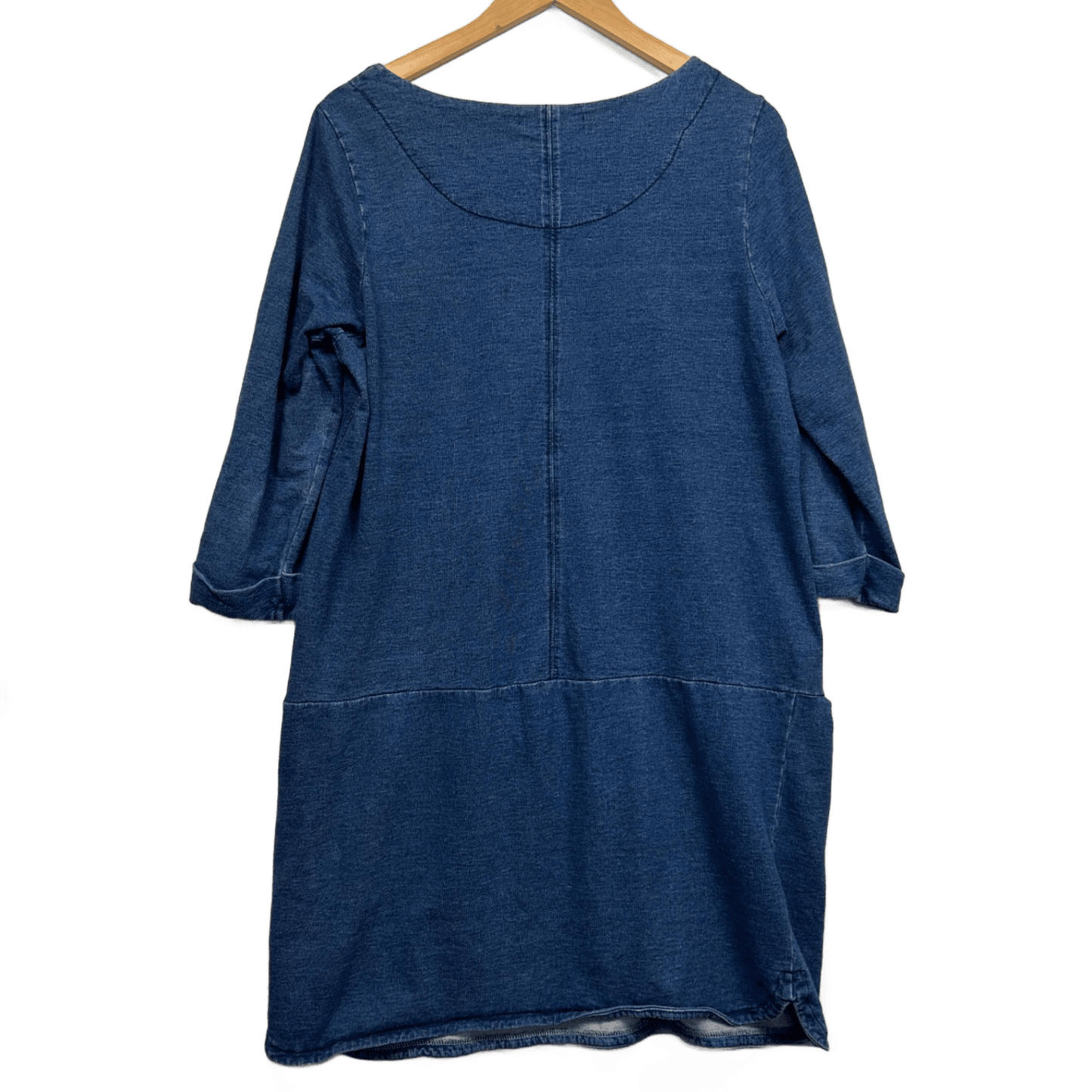 Next Blue Cotton Blend Long Sleeve Knee Length Jersey Dress Size 18