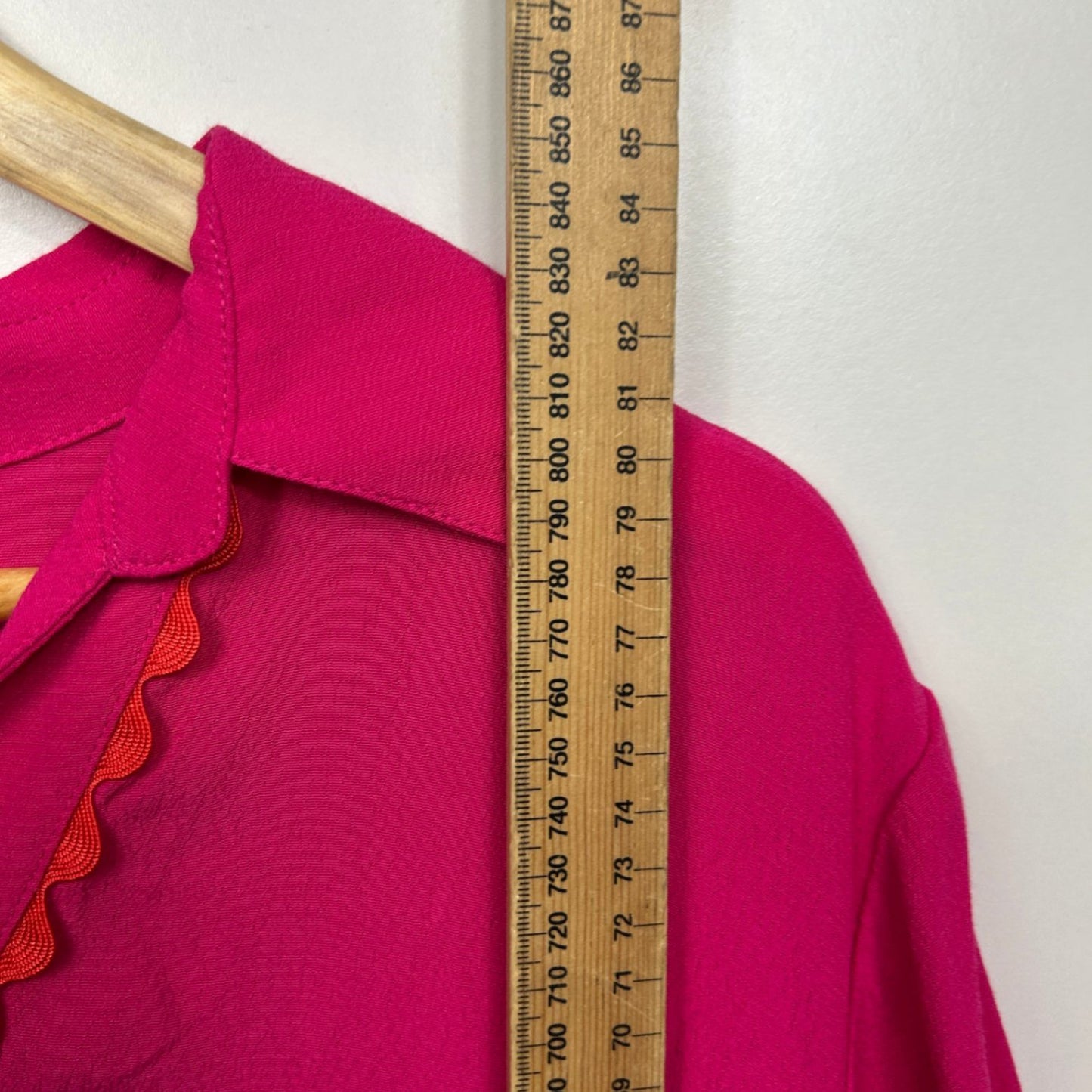 Virtuelle Pink Viscose Short Sleeve Collared Tiered Tunic Top Size 16