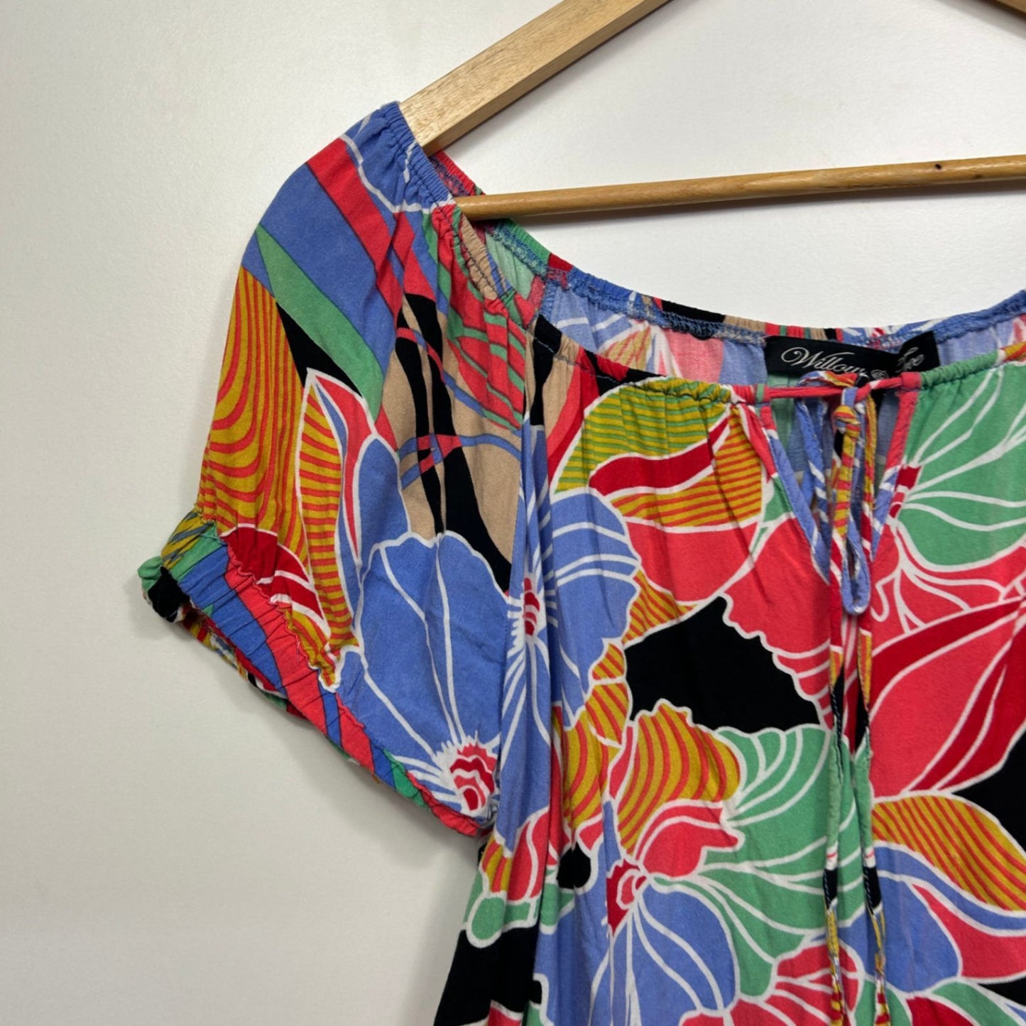 Willow Tree Short Sleeve Dress Size 14 Multicoloured Floral Pockets