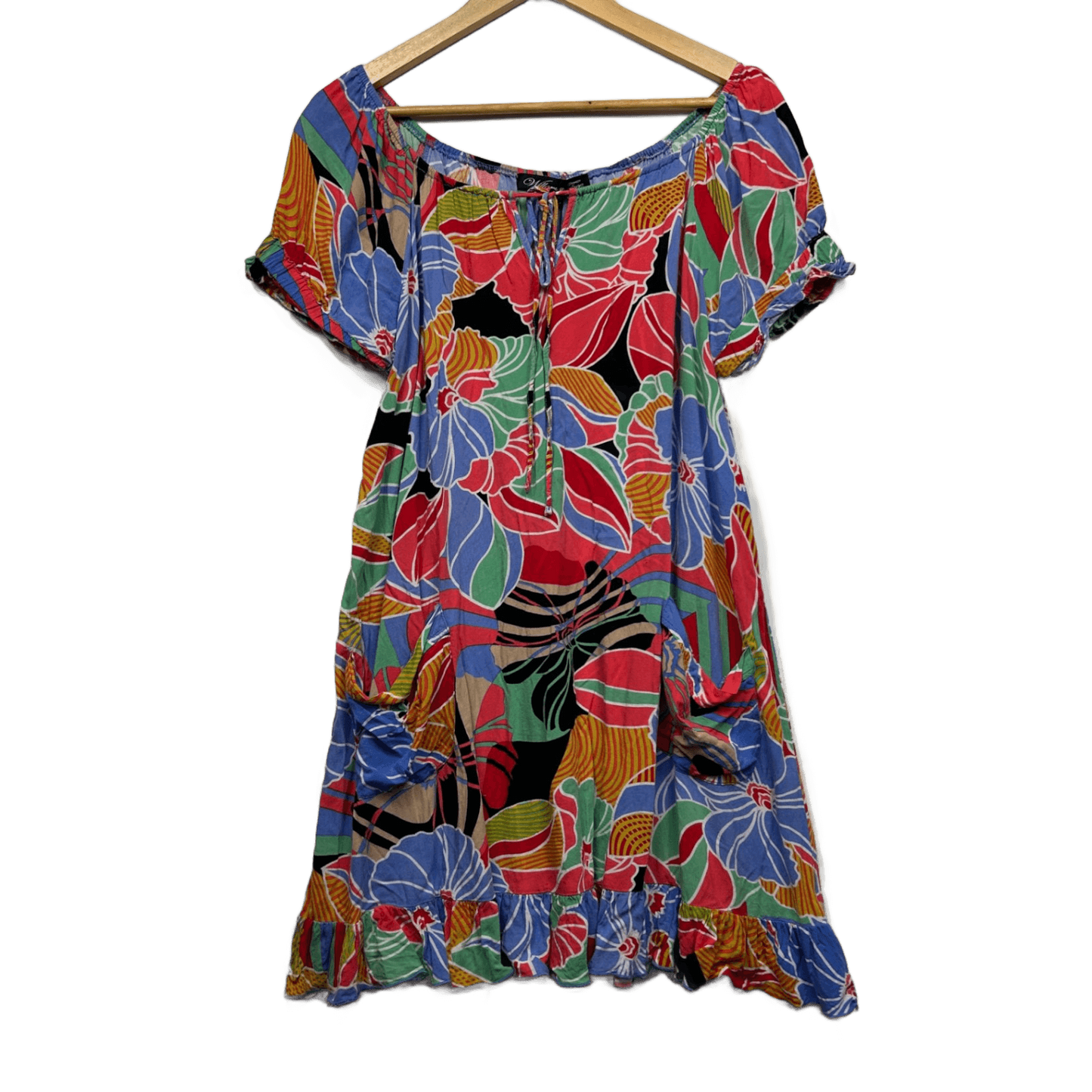 Willow Tree Short Sleeve Dress Size 14 Multicoloured Floral Pockets