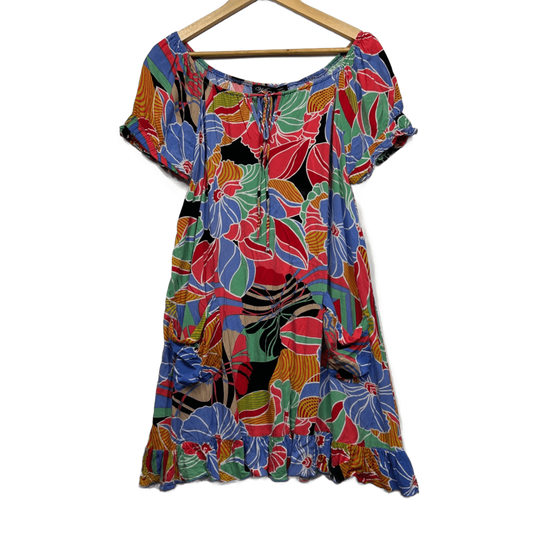 Willow Tree Short Sleeve Dress Size 14 Multicoloured Floral Pockets