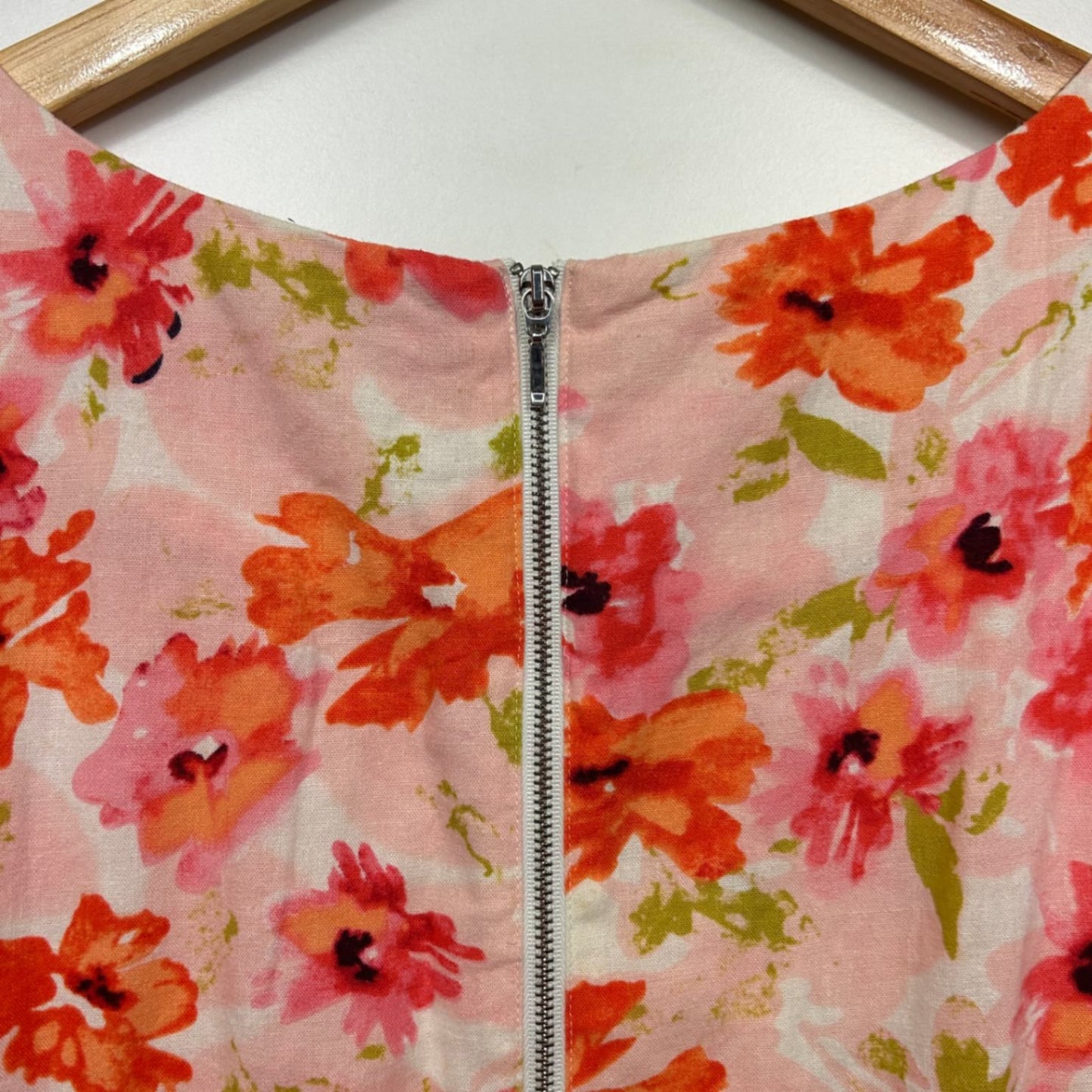 Suzanne Grae Linen Blend Dress Size 18 Multicoloured Floral Short Sleeve