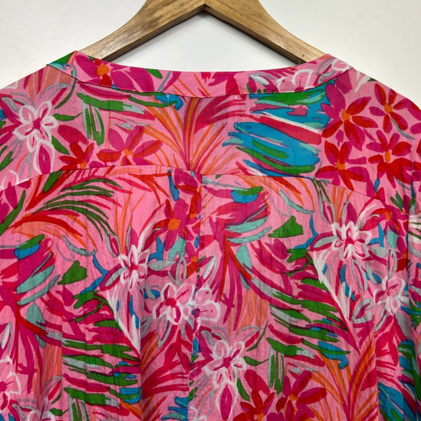 One Summer Pink Long Sleeve Floral Button Up Dress Midi Length Size 18