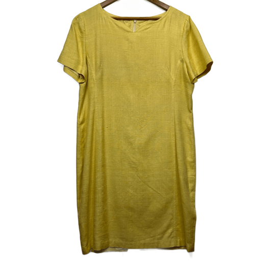 Vintage Anthea Crawford Yellow Silk Short Sleeve Knee Length Dress Size 16 Made in Australia