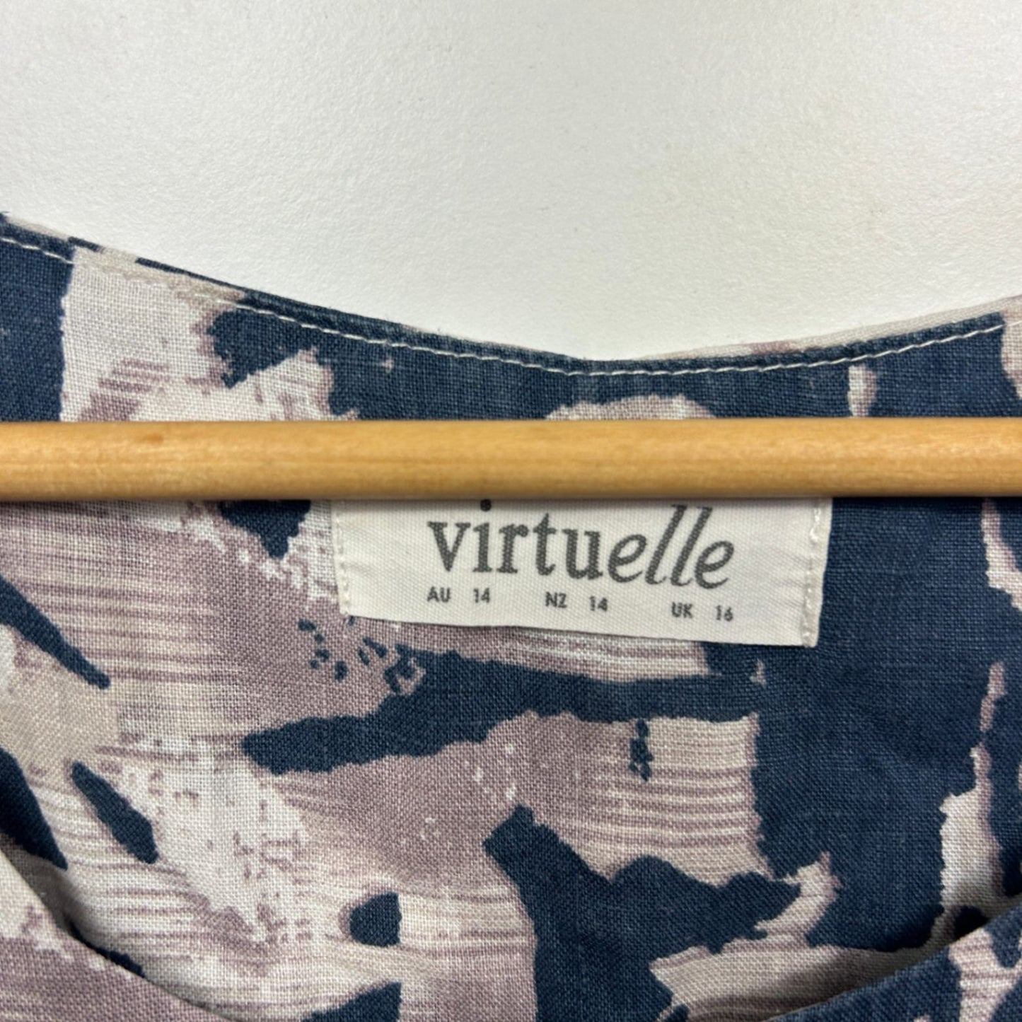 Virtuelle Linen Sleeveless Tunic Top Blouse Size 16 Asymmetric Hem