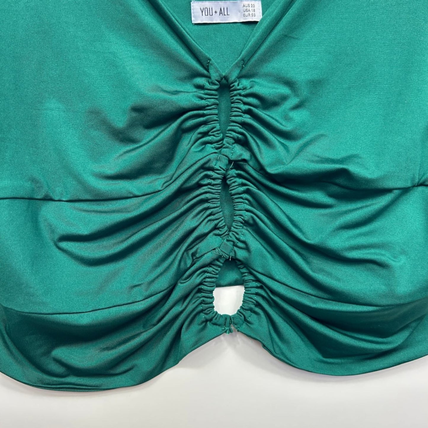YOU+ALL Green Crop Top Size Ruched Cut Out Size 22 Plus