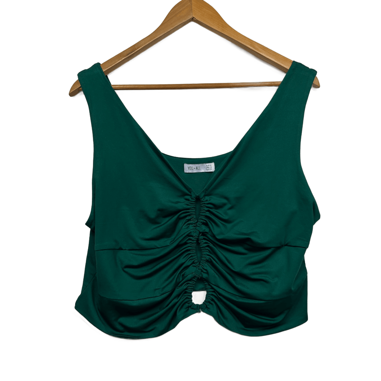YOU+ALL Green Crop Top Size Ruched Cut Out Size 22 Plus